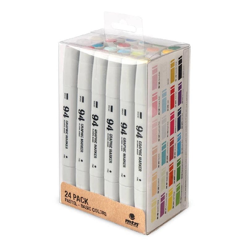 MTN Montana Colors 94 Graphic Marker Pastel and Basic Colours Pack (24 Markers)