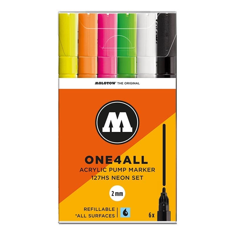 Molotow One4All Acrylic Marker 127HS Neon Set (6 Markers)